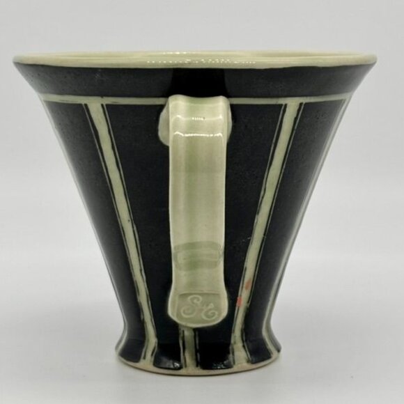 Handmade Studio Pottery Mug Signed By Artist Ceramic Deep Blue White Pale Green~ - Picture 3 of 14